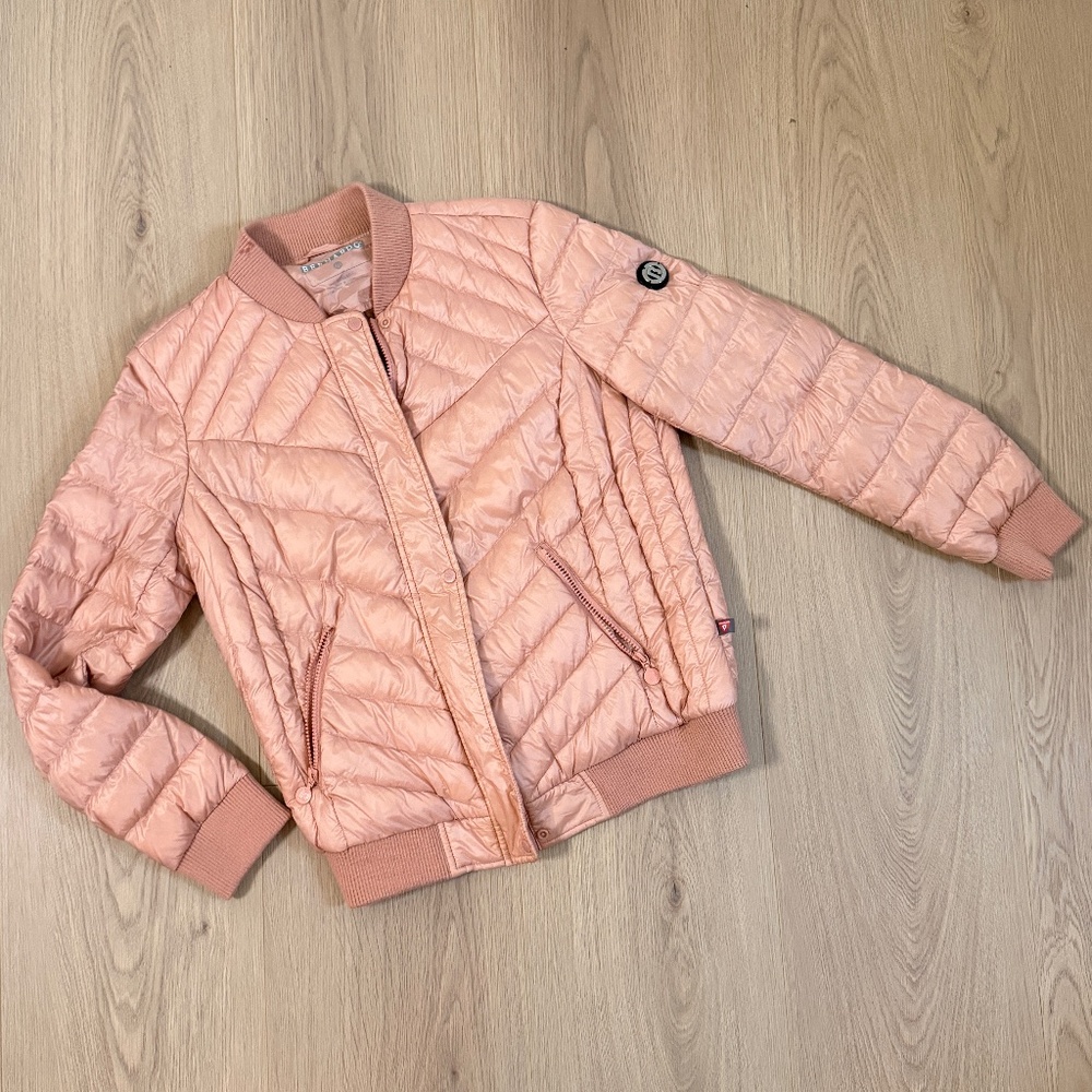 Bernardo Blush Pink Quilted Bomber Jacket Size M Lightweight Puffer